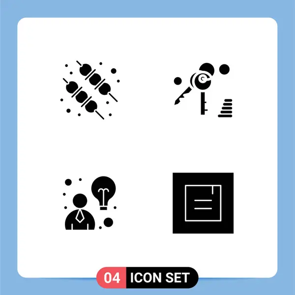 Mobile Interface Solid Glyph Set Pictograms Barbecue Layout Gdpr Business — Stock Vector