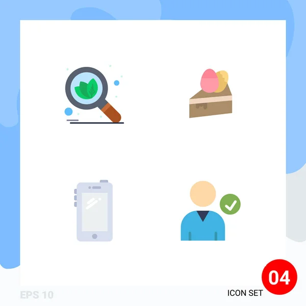 Set Vector Flat Icons Grid Organic Mobile Cake Egg Samsung — Archivo Imágenes Vectoriales