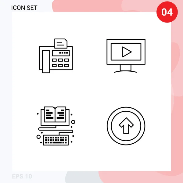 Creative Icons Modern Signs Sysymbols Fax Education Fax Machine Video — Vector de stock