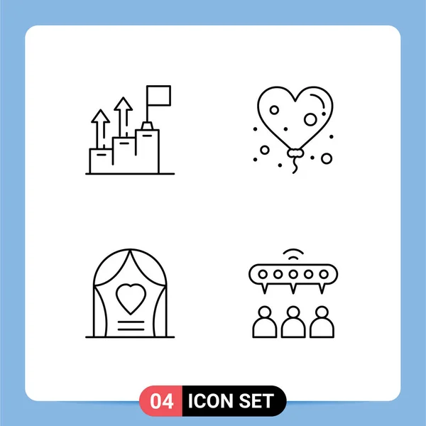 Line Concept Websites Mobile Apps Achievement Celebration Marketing Heart Wedding — Διανυσματικό Αρχείο