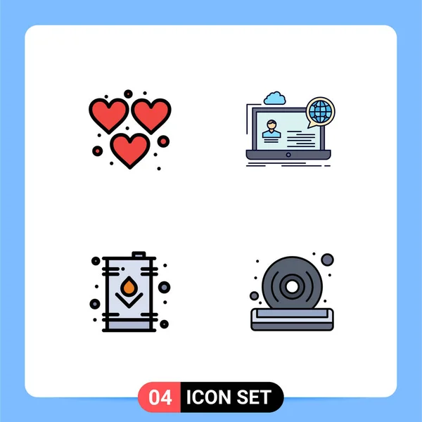 Pictogram Set Simply Filledline Flat Colors Heart Can Play Online — стоковый вектор