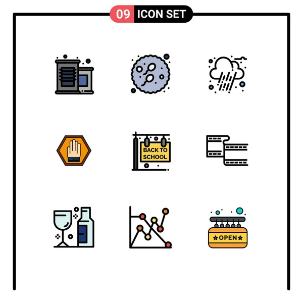 정전기 Vector Filledline Flat Colors Editable Symbols Hanging Sign Back — 스톡 벡터