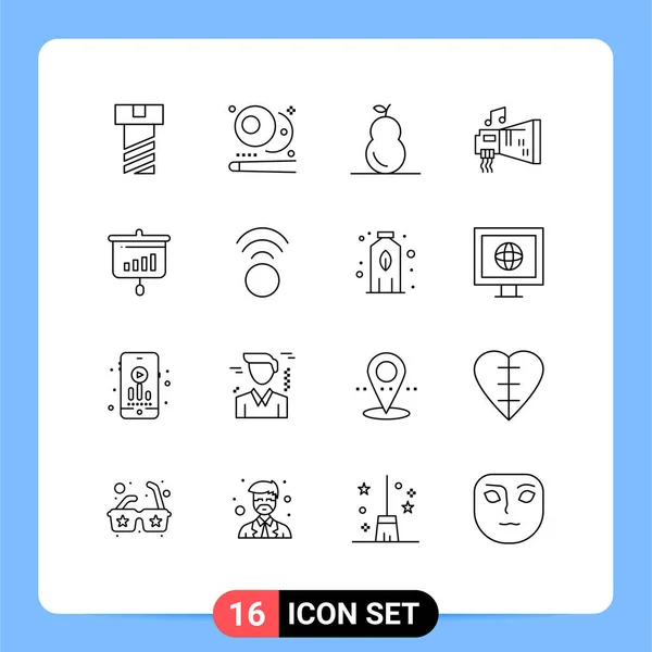 Set Modern Icons Symbols Signs Information Presentation Pear Chart Hardware — Stock Vector