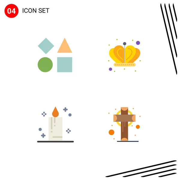 Universal Flache Symbole Symbole Symbole Von Ziegeln Urlaub Spielzeug König — Stockvektor