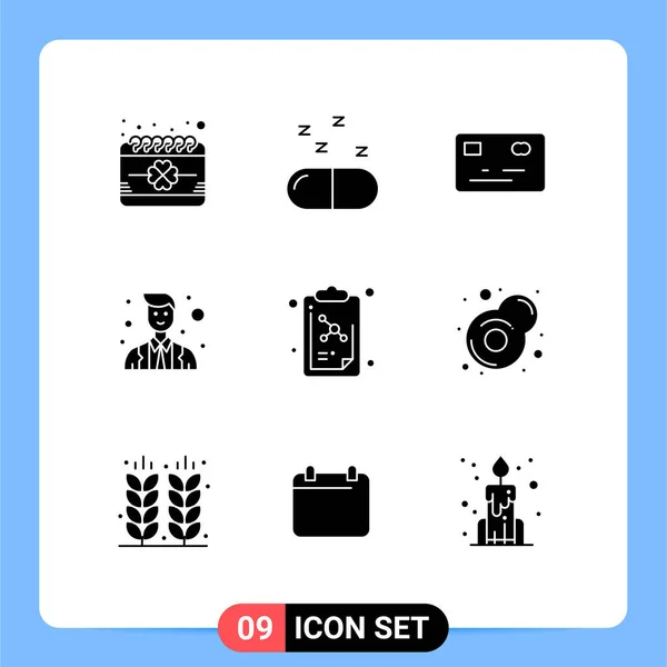 Set Vector Solid Glyphs Grid Lesson Education Credit Card Police — Stock Vector
