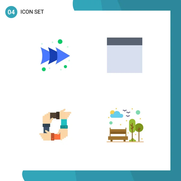 Editable Vector Line Pack Simple Flat Icons Arrow Partnership Grid — Vettoriale Stock