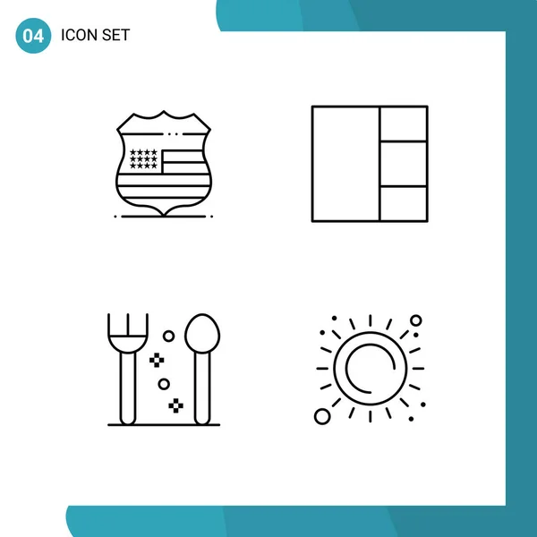 Creative Icons Modern Signs Sysymbols Shield Summer Security Cutlery Sunlight — Vector de stock