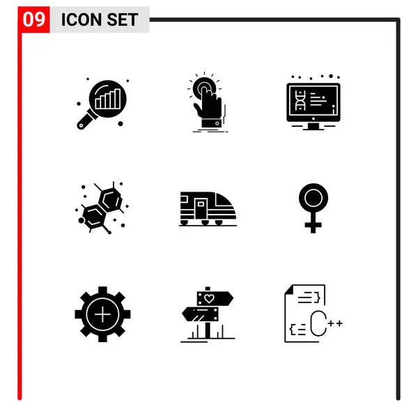 Creative Icons Modern Signs Symbols Station Education Start Chemistry Monitor — Stock Vector