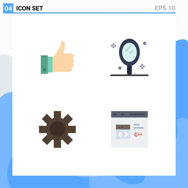 Mobile Interface Flat Icon Set Pictograms Appriciate Cog Mirror Editable — Stockový vektor