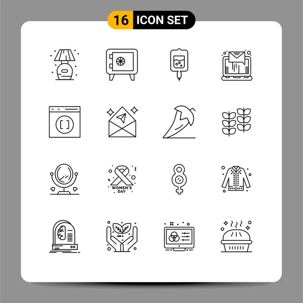 Stock Vector Icon Pack Mit Zeilenzeichen Und Symbolen Für Entwicklung — Stockvektor