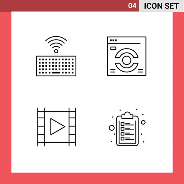 Grupo Signos Símbolos Color Plano Línea Filtrado Para Hardware Reproductor — Archivo Imágenes Vectoriales