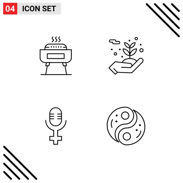Pictogram Set Simple Filledline Flat Colors Barbeque Record Holiday Flower — 스톡 벡터