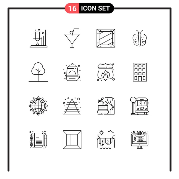 Icône Vectorielle Stock Paquet Signes Symboles Ligne Pour Nature Arbre — Image vectorielle