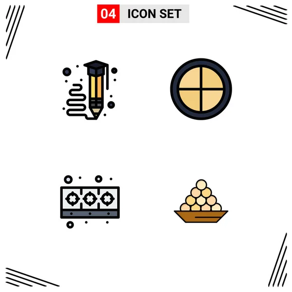 Universal Icon Symbols Group Modern Filledline Flat Colors Art Cooking — Vetor de Stock
