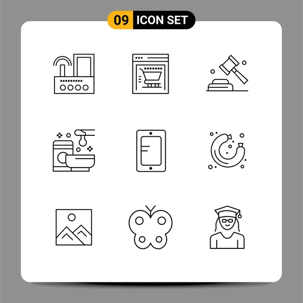 Universal Icon Symbols Group Modern Outlines Mobile Wachs Politik Wellness — Stockvektor