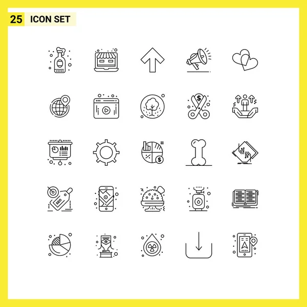 移动接口行一套25个象形文字的全球 收藏夹 安全可编辑向量设计元素 — 图库矢量图片