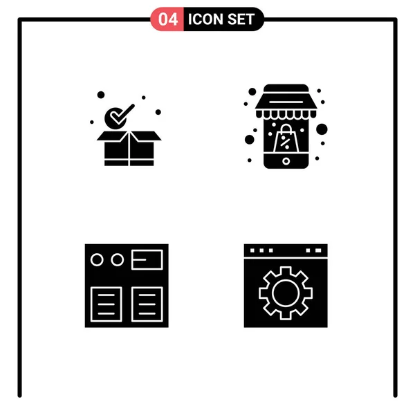 Thematische Vektor Solid Glyphen Und Editierbare Symbole Für Häkchen Online — Stockvektor