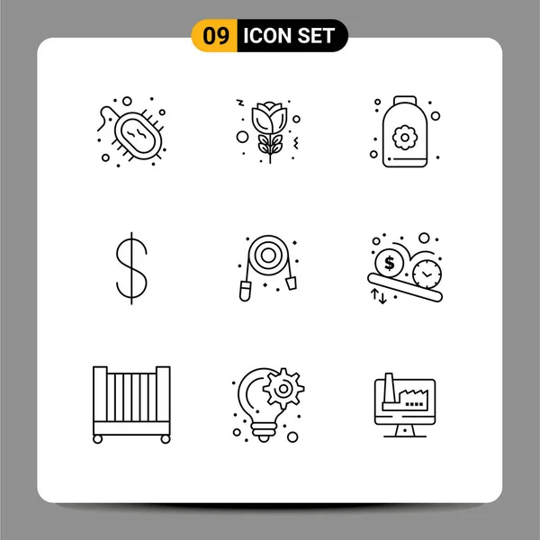 Mobile Interface Outline Set Pictograms Instalumbing Mechanical Sauna Hose Currency — Stockový vektor