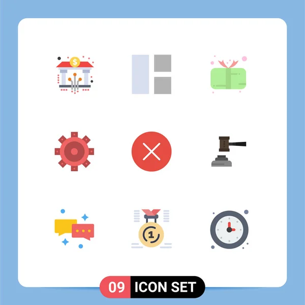 Universal Icon Symbols Group Modern Flat Colors Delete Setting Present — Vetor de Stock