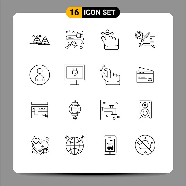Set Modern Icons Sysymbols Signs Human Setting Heart Discussion Chat — Vector de stock