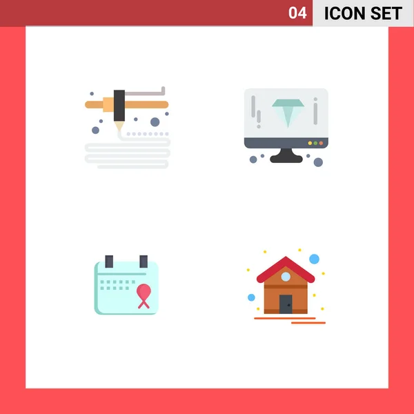 Set Van Vector Flat Icons Grid Voor Modellering Datum Diamant — Stockvector