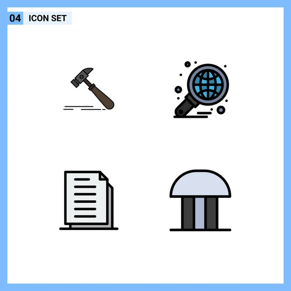 Stock Vector Icon Pack Line Segni Simboli Martello Relazione Forte — Vettoriale Stock