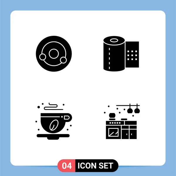 Thematic Vector Solid Glyphs Editable Symbols Atom Cafe Molecule Toilet — Stock Vector