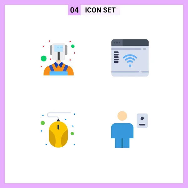 Pack Creative Flat Icons Man Mouse Internet Webpage Body Editable — Stock Vector