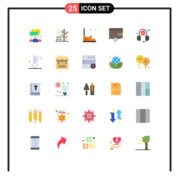 一套现代化的25个平面色彩和符号 如帮助 娱乐编辑矢量设计元素 — 图库矢量图片