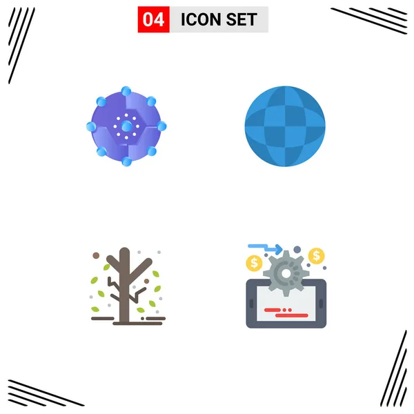 Set Commercial Flat Icons Pack Computing Garden Network Location Tree — Vector de stock