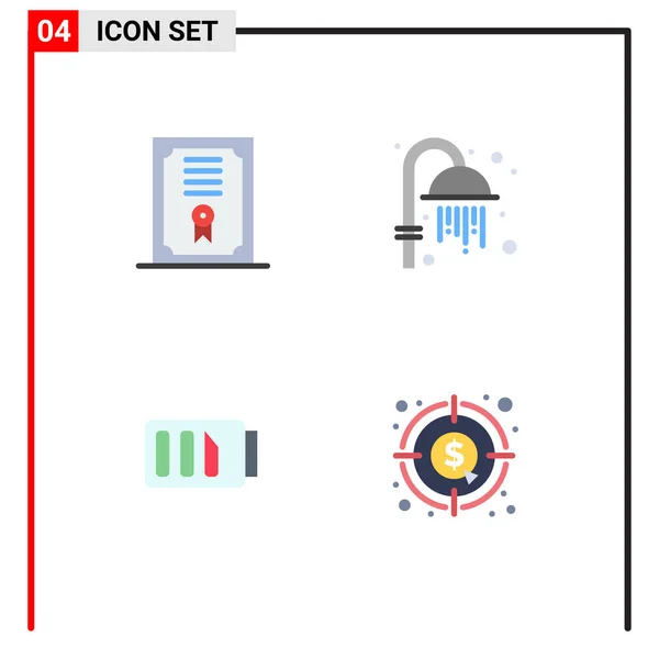 Universal Flat Icons Set Web Mobile Applications Certificate Simple Cleansing — Stock Vector