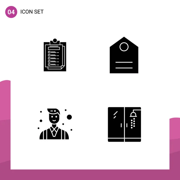Ensemble Moderne Glyphes Solides Symboles Tels Que Carte Entrepreneur Fichier — Image vectorielle