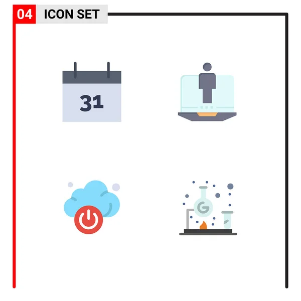 Grupo Universal Símbolos Icono Iconos Piso Moderno Calendario Tecnología Portátil — Vector de stock