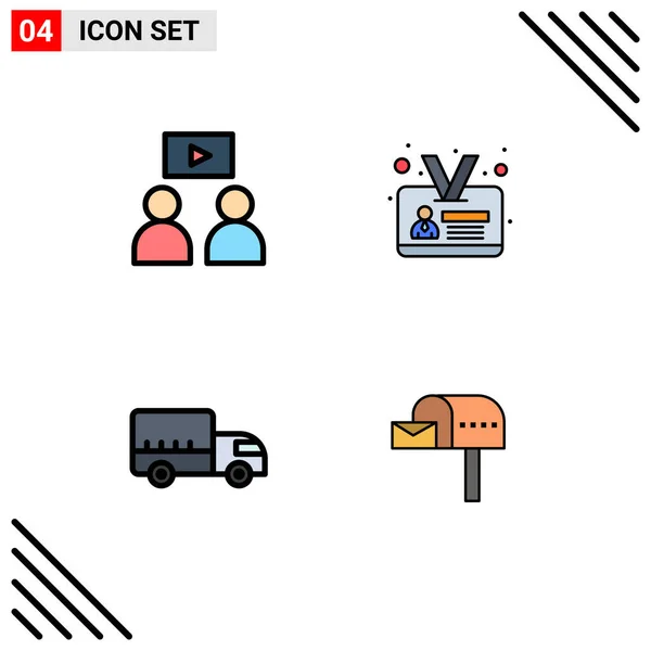 Vector Stock Icon Pack Líneas Signos Símbolos Para Hombre Camión — Vector de stock