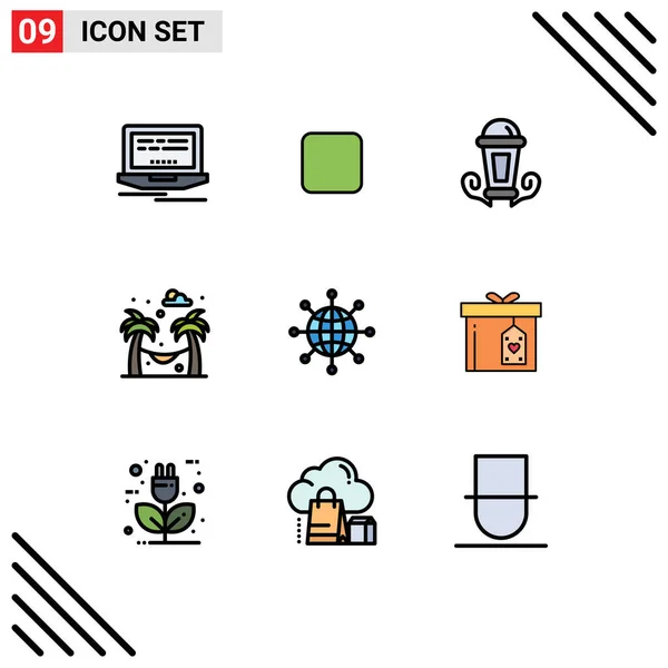 Creative Icons Modern Signs Sysymbols Web World Lamp Globe Garden — Vector de stock