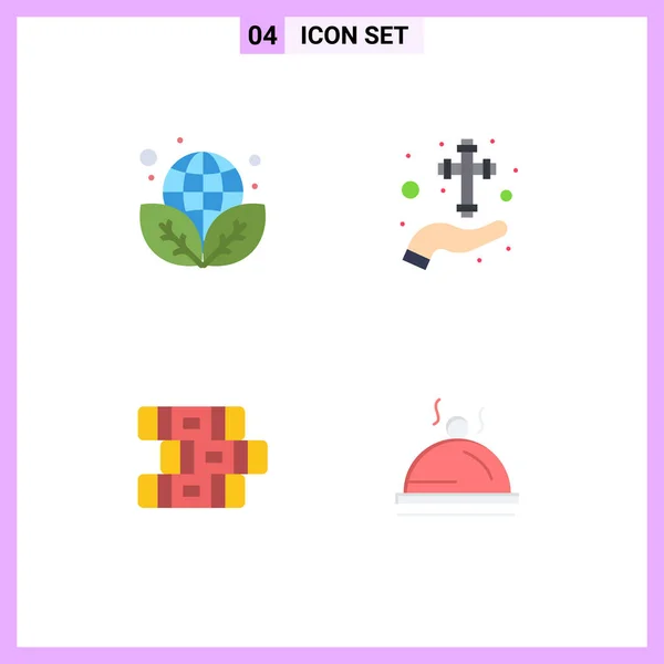 Set Modern Icons Sysymbols Signs Earth Day Education Green Celebration — Vector de stock