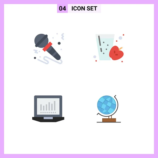 Set Modern Icons Symbols Signs Microphone Laptop Music Fruit Tecnology — Stock Vector