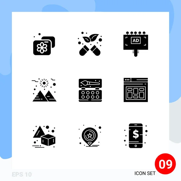Stock Vector Icon Pack Line Signs Symbols Color Arts Advertising — Stock Vector