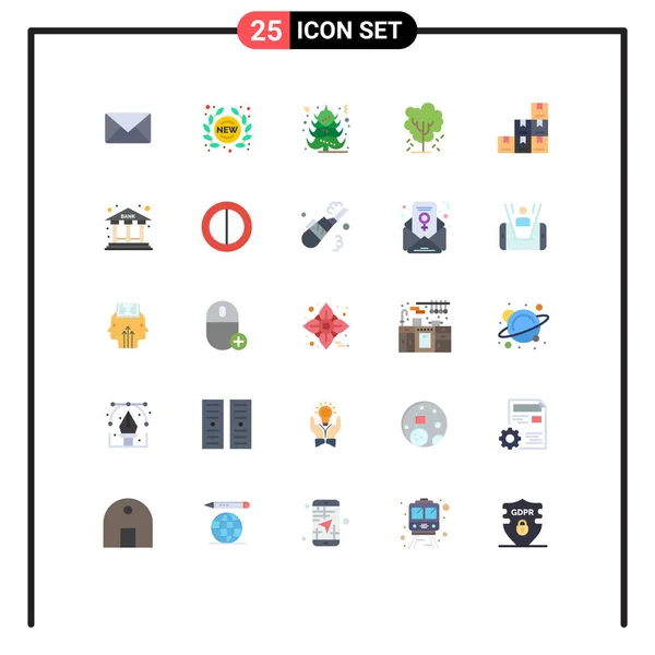 Vector Stock Icon Pack Líneas Señales Símbolos Para Caja Naturaleza — Vector de stock