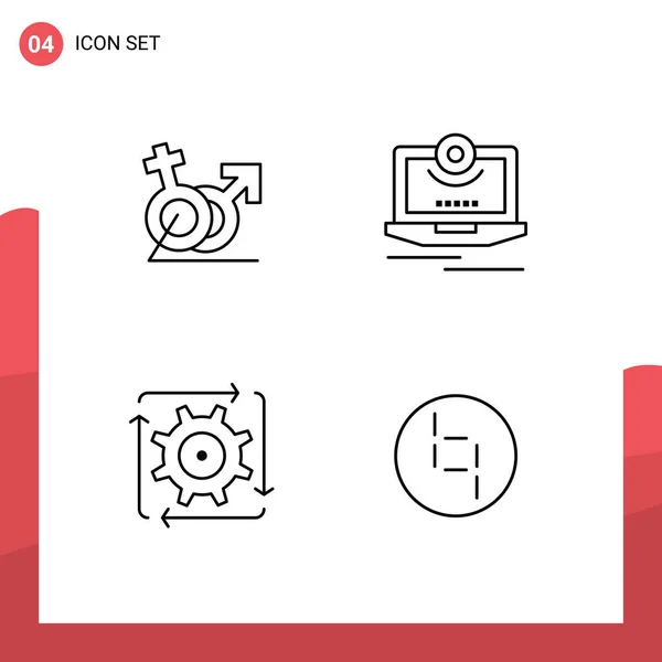 Vector Stock Icon Pack Líneas Signos Símbolos Para Hombres Vídeo — Archivo Imágenes Vectoriales