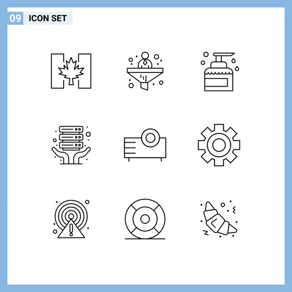 Universal Icon Symbols Group Modern Outlines Electronics Shared Cleaning Server — Stock Vector