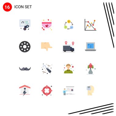 Modern İşaretlerin 16 Kullanıcı Arayüzü Düz Renk Paketi ve kızılötesi, grafik, günlük, grafik, gerçekleştirilebilir Yaratıcı Vektör Tasarım Elemanları Paketi