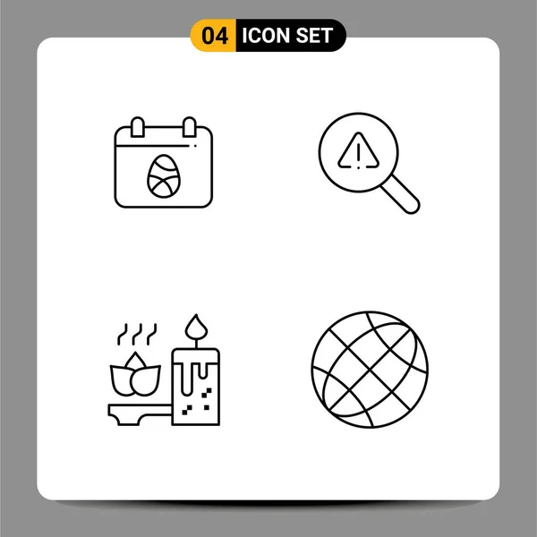 Mobile Interface Line Set Pictograms Calender Candle Day View Spa — Stockový vektor
