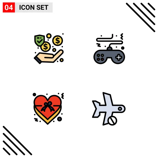 Creative Icons Современные Знаки Символы Доллара Сердца Наличных Денег Консоли — стоковый вектор