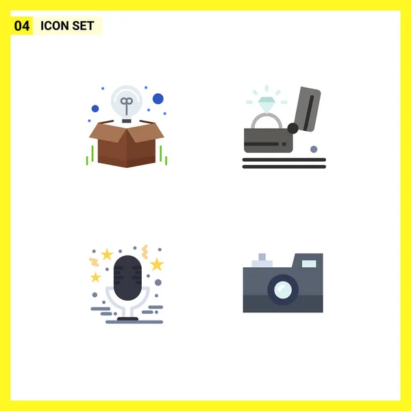 User Interface Pack Basic Flat Icons Box Wedding Package Event — Vector de stock