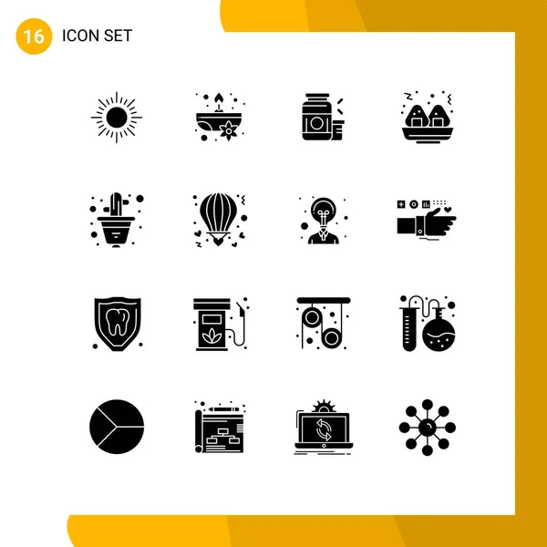 Universal Icon Symbols Gruppo Moderni Glifi Solidi Piante Vasi Fiori — Vettoriale Stock