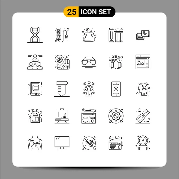 Set Modern Icons Sysymbols Signs Bubble History Power Supply Files — Vector de stock