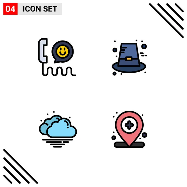 Creative Icons Modern Jelek Szimbólumok Hívás Felhő Segítség Kalap Időjárás — Stock Vector