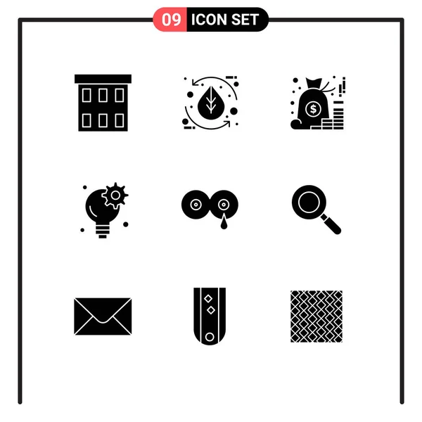 Universal Icon Symbols Group Modern Solid Glyphs Businessman Brainstorm Leaf — Vetor de Stock