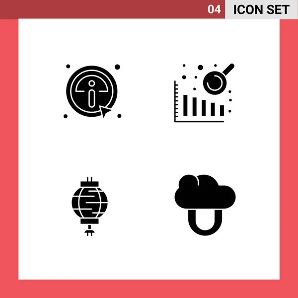 Solid Glyph Pack Universal Symbols Click Decoration Information Lantern Private — Vetor de Stock